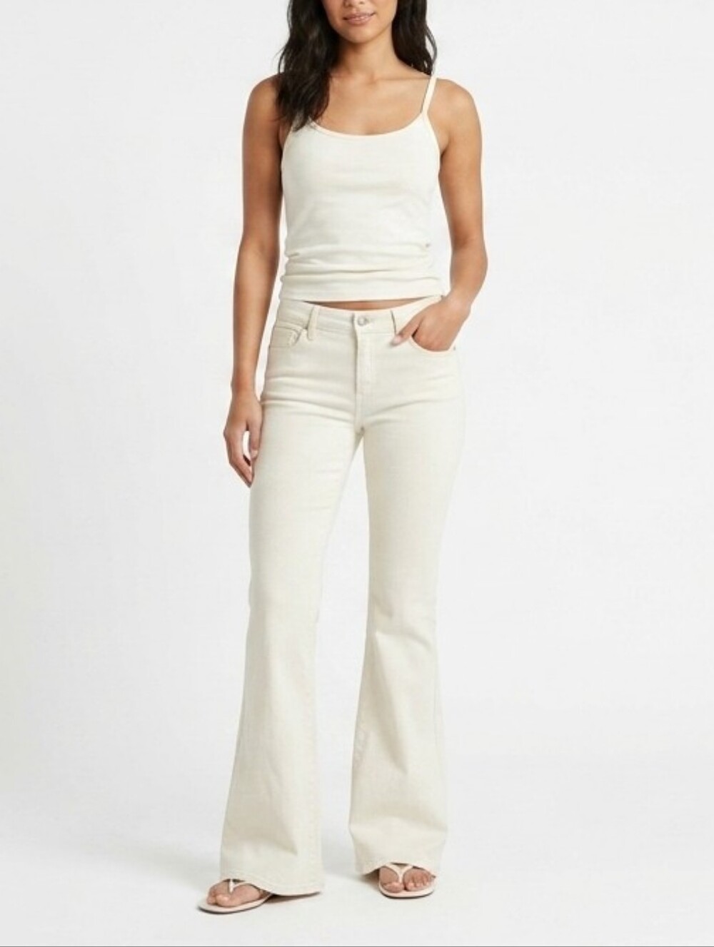 Free People White Cream Flare Jeans Size 27 Bohemian 70s Retro Casual Y2K